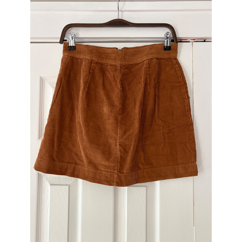 Gap Womens Brown Corduroy Mini Skirt Front Zip A-Line Rust Size 6 - Picture 2 of 6